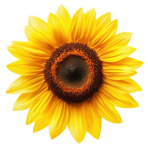 Vibrant sunflower bloom with golden petals against a clean Transparent ...