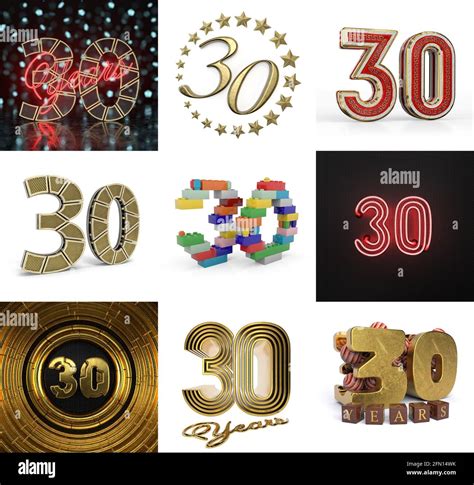 Set of thirty year birthday. Number 30 graphic design element ...