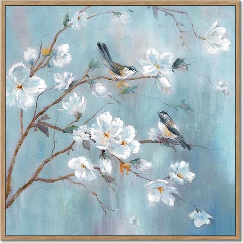 Buy Spring Tree Canvas Wall Painting: Elegant Birds Artwork Flower ...