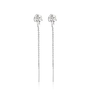 925 Sterling Silver Floral Zircon Thread Earrings| Gift for Women ...