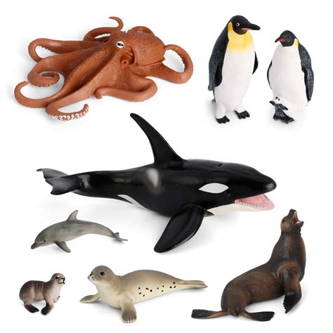 Buy Sea Creature Toys Figures VOLNAU 8PCS Antarctica Ocean Animals ...