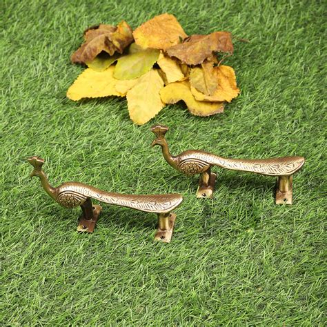 Brass Peacock Design Door Handle Pair (6 Inches, Brown) – Two ...