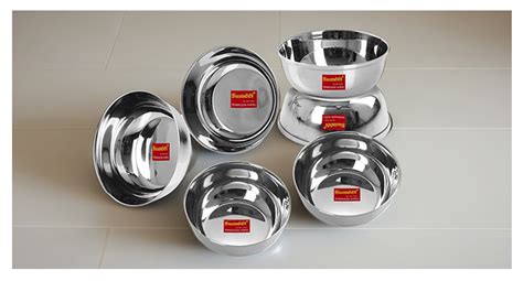 Sumeet Stainless Steel Heavy Gauge Bowl Set/Wati Set With Mirror Finish ...