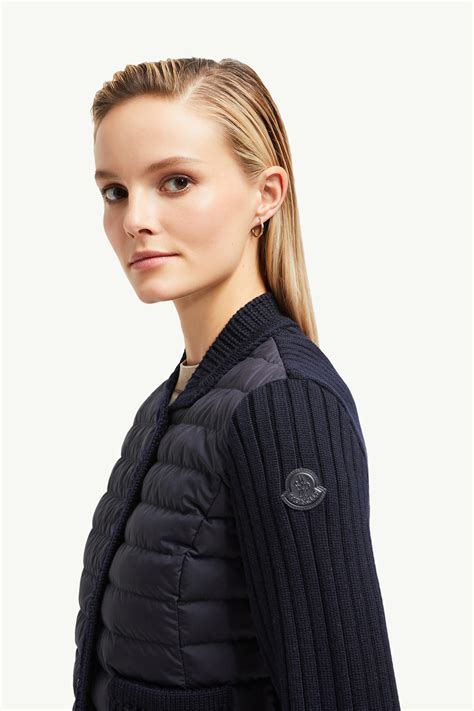 Navy Blue Padded Wool Cardigan - Sweaters & Cardigans for Women ...