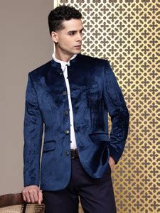 House of Pataudi Solid Bandhgala Party Men Blazer - Buy House of ...