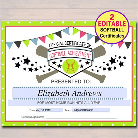 Free Printable Softball Certificate Template Free - Printable Templates
