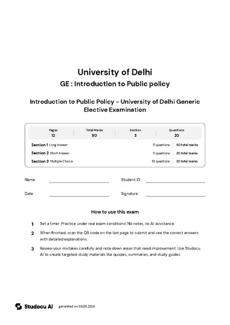 Introduction to Public Policy - Delhi University Exam - Studocu