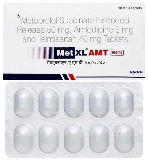 Met Xl Amt 50540 Tablet Er 10 - Uses, Side Effects, Dosage, Price ...