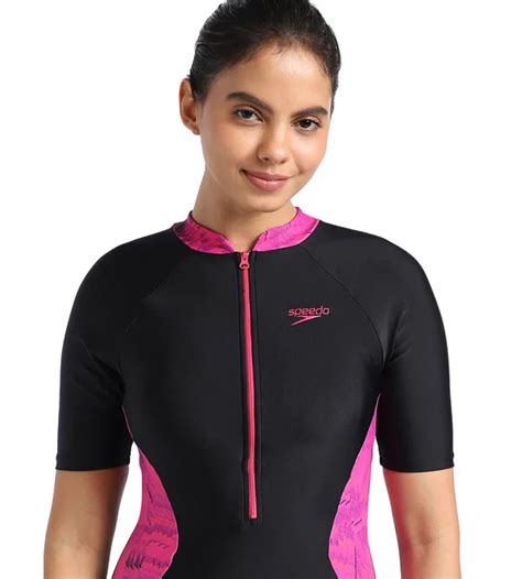 Speedo Women's Endurance Essential Panel Printed Kneesuit Swimwear ...