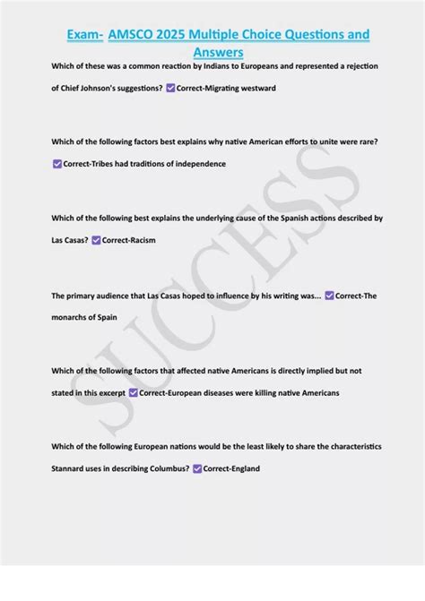 Exam- AMSCO 2025 Multiple Choice Questions and Answers - APUSH AMSCO ...