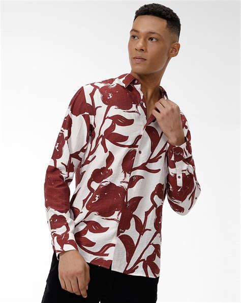 POSSUM – Marron Print Casual Shirt – The Collection