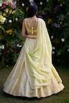 Buy Yellow Raw Silk Embroidered Gota Leaf Neck Lehenga Set With Belt ...