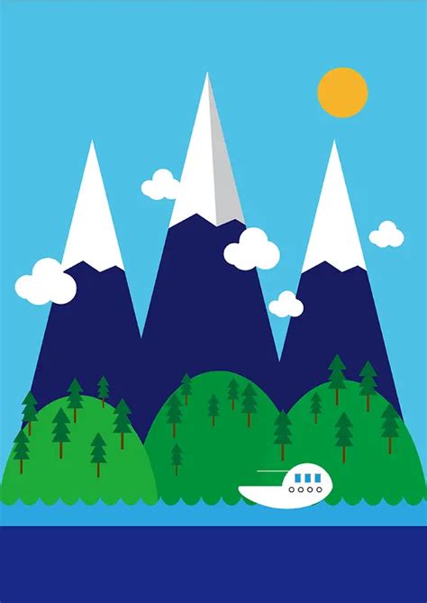 雪山简笔画 的图像结果