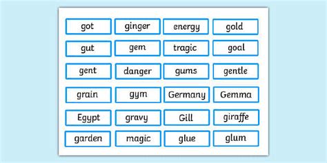 Alternative Pronunciation for the Letter G Sorting Game - sorting