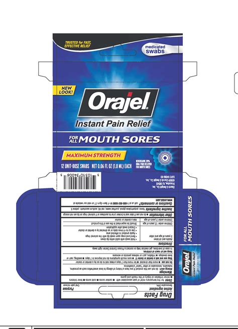 ORAJEL FOR ALL MOUTH SORES MAXIMUM STRENGTH- benzocaine swab
