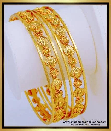 Buy New Gold Model Bangles Collection Flower Design 1 Gram Gold Bangles ...