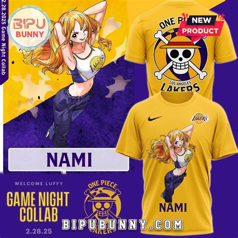 One Piece Night Nami Amine Los Angeles Lakers Shirt - BipuBunny Store