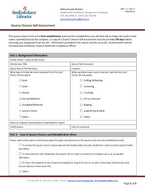 Fillable Online Quarry Closure Self-Assessment Form Fax Email Print ...