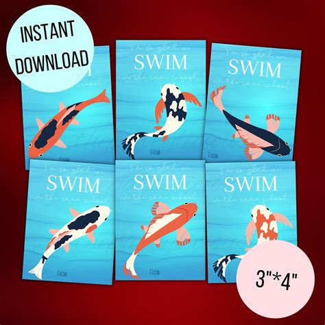 Printable Kids Valentine Cards for School, Koi Fish Valentine Cards ...