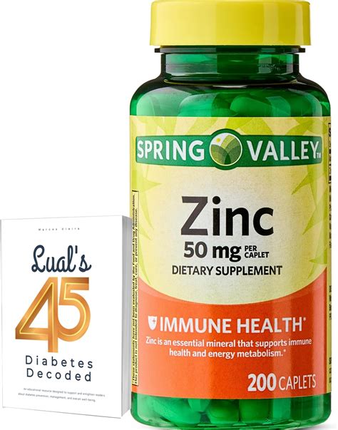 Amazon.com: Spring Valley Zinc 200 Caplets Dietary Supplement | Zinc Immune Supplements | Zinc ...