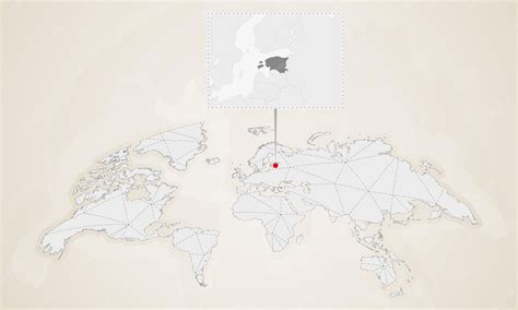 Premium Vector | Map of estonia with neighbor countries pinned on world map