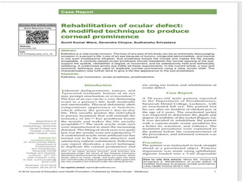 Rehabilitation of ocular defect: A modified technique to produce ...
