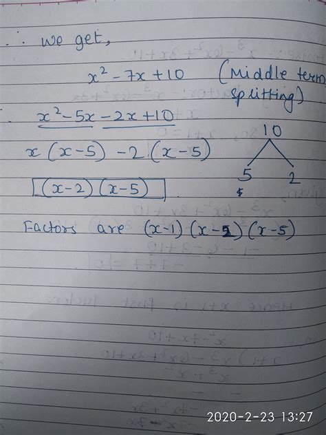 factorize using factor theorem : x^3-6x ^2+3x+10 - Brainly.in