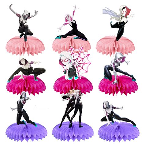 Buy QICI 9Pcs Spider Girl Honeycomb Centerpieces Set Spider Double ...