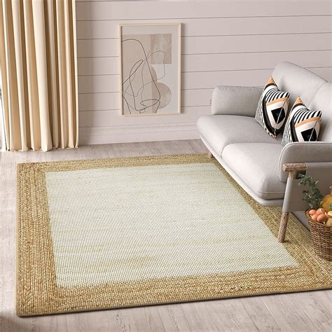 Maxax Deco Oasis 5 x 7 (ft) Flatweave Jute Brown and Bleach Rectangular ...