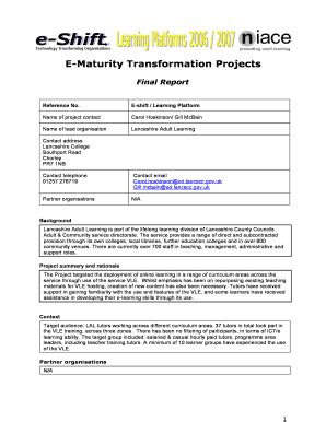 Fillable Online E-Shift Project report - Niace Fax Email Print - pdfFiller