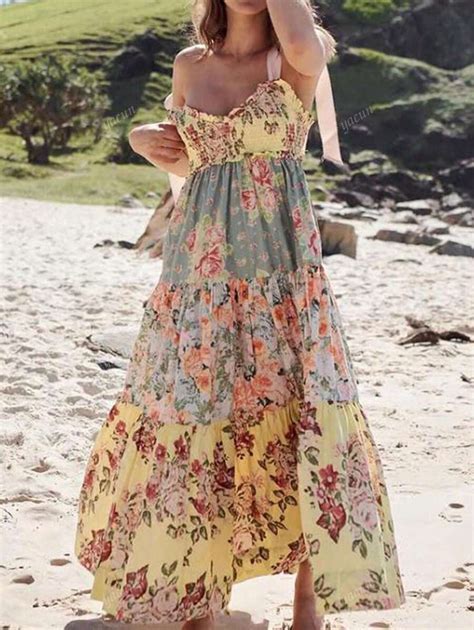 Spring/Summer New Elegant Ditsy Floral Spaghetti Strap Backless Bowknot ...