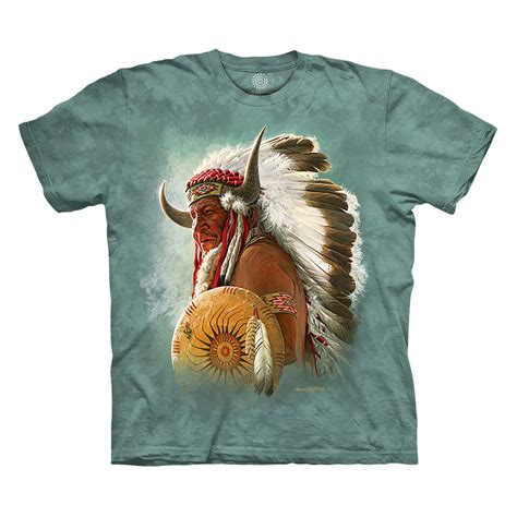 Native American Portrait Classic Cotton T-Shirt by The Mountain