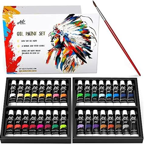 Art Accelerators Oil Paint Set - 32 Colors, 480ml, Oil Based, Includes ...
