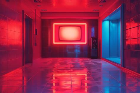 Tv colored art retro wave 3d minimalism busy background | Premium AI ...
