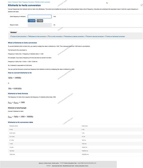 Convert kHz to Hz | Kilohertz to Hertz Calculator - CalculatorFree