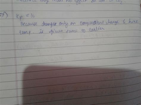The equilibrium constant (Kp) for the reaction, PCl5(g) ⇋ PCl3(g) + Cl2 ...