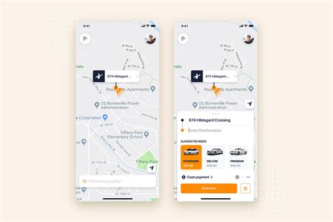 网约车APP应用预约界面UI设计懒人图库精选模板 Taxi Booking Mobile App UI Kit Template_人人设计网