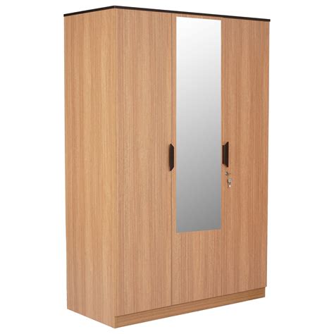 Nilkamal Milford 3 Door Wardrobe With Mirror (Urban Teak)
