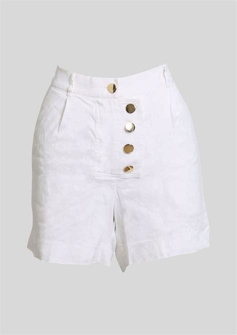 Buy Button Front White Mini Shorts | Arlington Milne | GlamCorner