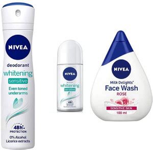 NIVEA Whitening Sensitive Deo 150 ML , Whitening Sensitive Roll on 50Ml ...