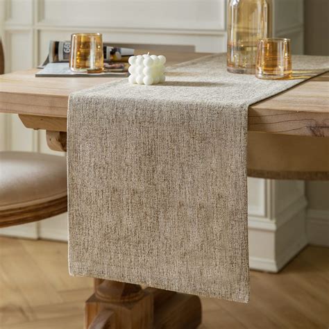 ZeeMart Burlap Style Farmhouse Table Runners 72 Inches Long, Beige ...