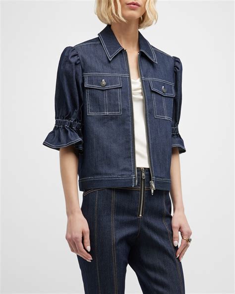 Cinq a Sept Saul Tweed Short-Sleeve Jacket | Neiman Marcus