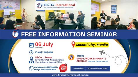 MANILA - Free Info Seminar on Study, Work & Migrate Abroad, PBCom Tower ...