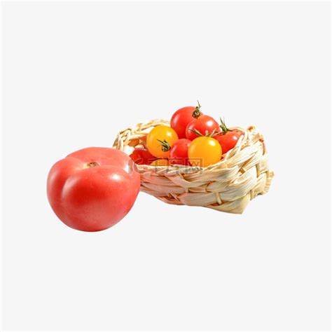 一筐新鲜的彩色小西红柿素材图片免费下载-千库网