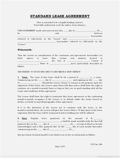 free printable blank rental agreement