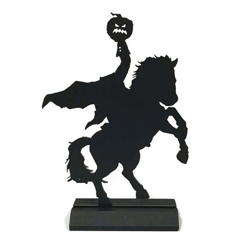Standing Wooden Headless Horseman Silhouette Halloween Tabletop Ornament