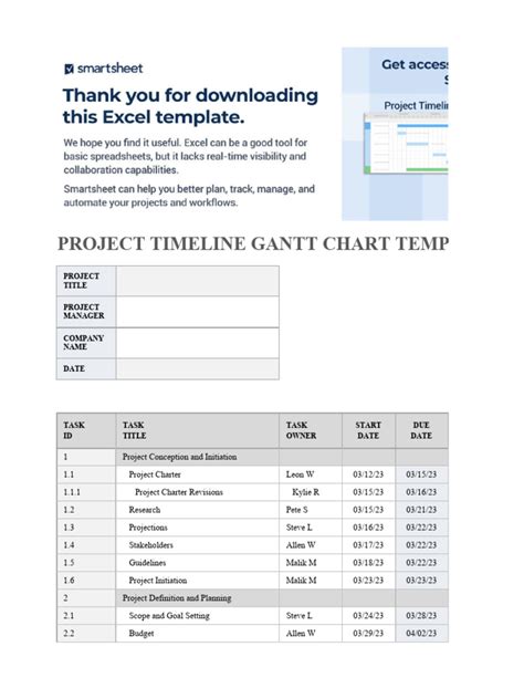 IC Project Timeline Gantt Chart Template For Excel 11412 | PDF ...
