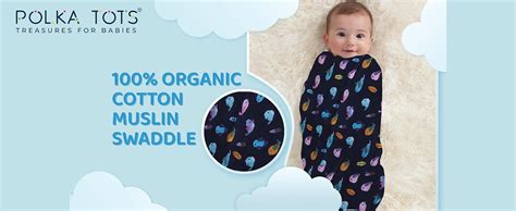 Buy Polka Tots Organic Cotton Muslin Swaddle Baby Wrap Blanket - Super ...
