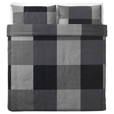 BRUNKRISSLA duvet cover and 2 pillowcases, black, 240x220/50x80 cm ...