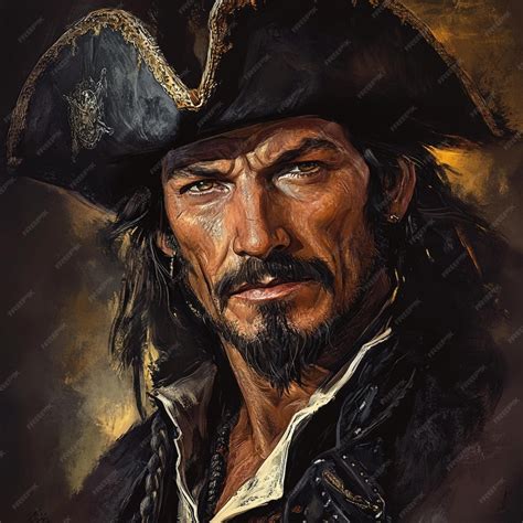 A stylized portrait of the infamous pirate Charles Vane in his prime ...